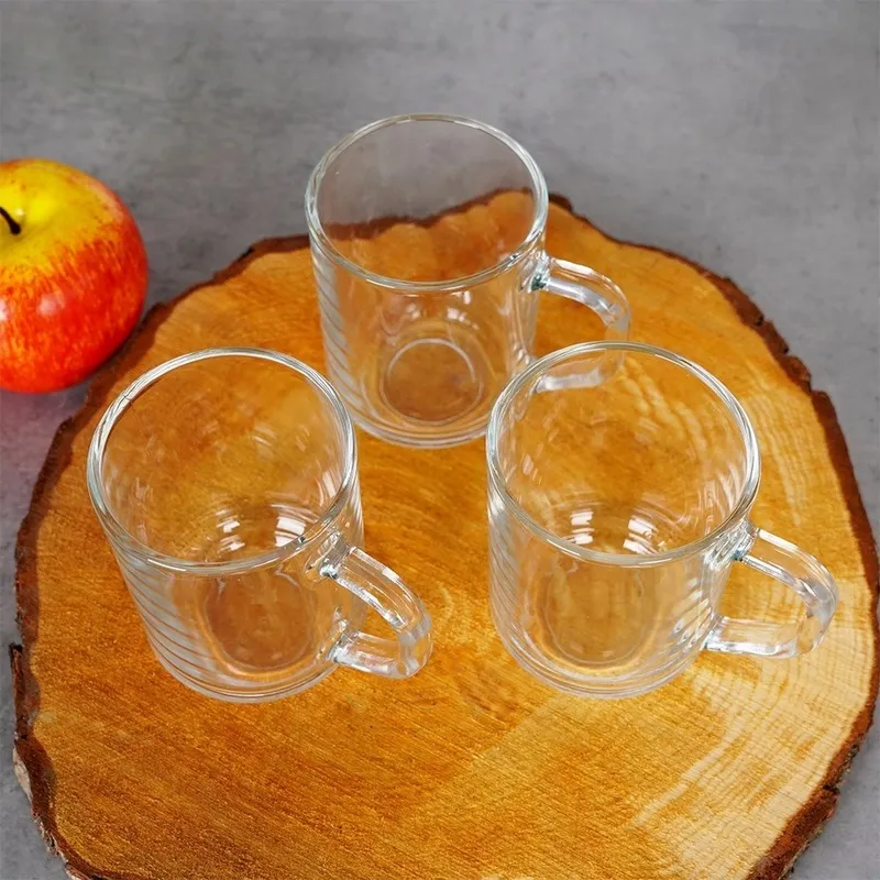 Szklanki Do Kawy Herbaty Zestaw 3 szt. 230 ml EXCELLENT Z Uchwytem MEBLIVA