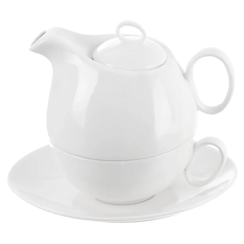 Dzbanek Z Filiżanką Do Herbaty Ziół Naparów Porcelanowy 3 MEBLIVA - Biały