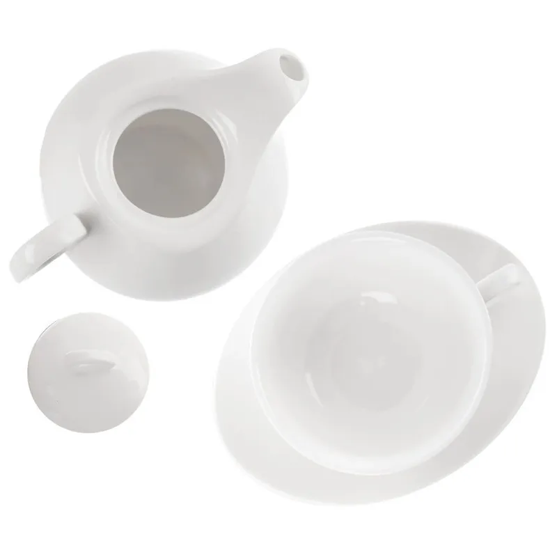 Dzbanek Z Filiżanką Do Herbaty Ziół Naparów Porcelanowy 3 MEBLIVA - Biały
