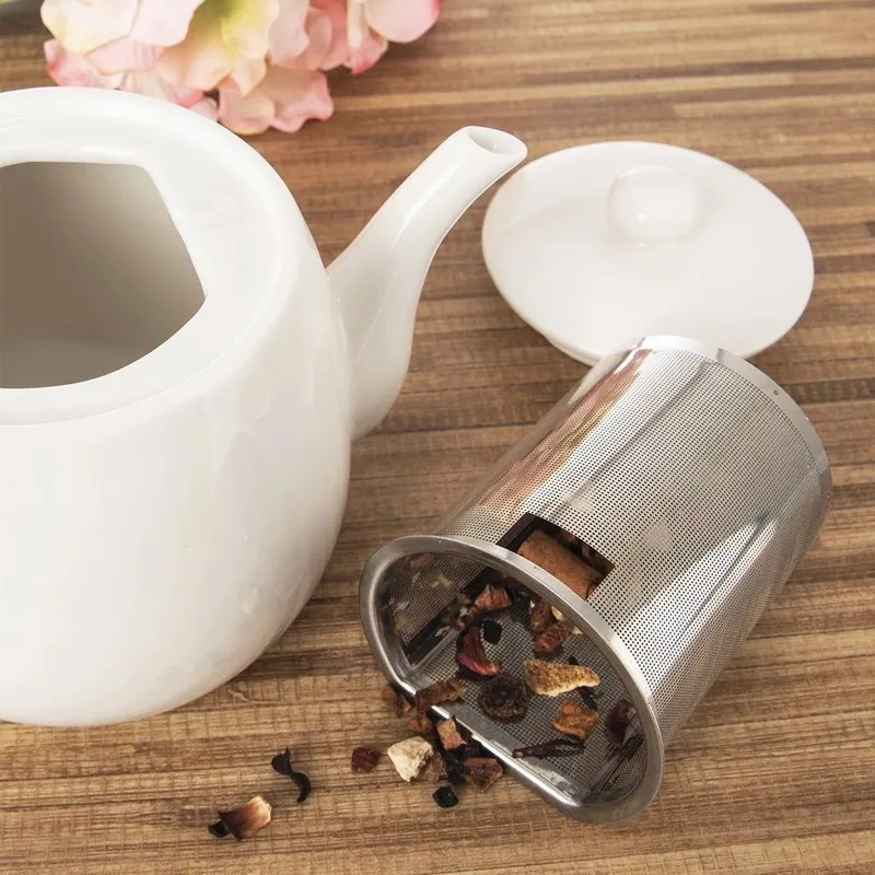 Dzbanek Z Zaparzaczem Do Herbaty Porcelanowy Mona 700 ml MEBLIVA - Biały