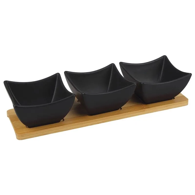 Miseczki Na Przekąski Przystawki Porcelanowe 31,5 cm 4 el. MEBLIVA - Czarne
