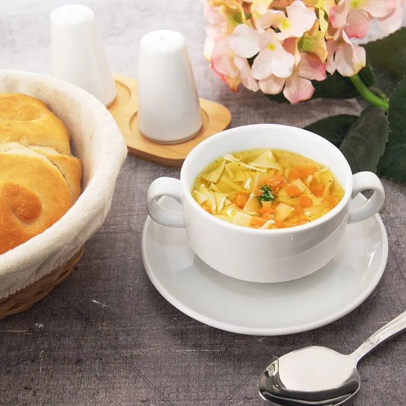 Bulionówka MONA 290 ml Porcelana Z Uchwytami Do Zmywarki MEBLIVA