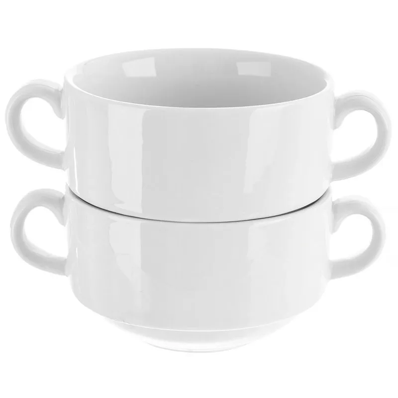 Bulionówka MONA 290 ml Porcelana Z Uchwytami Do Zmywarki MEBLIVA