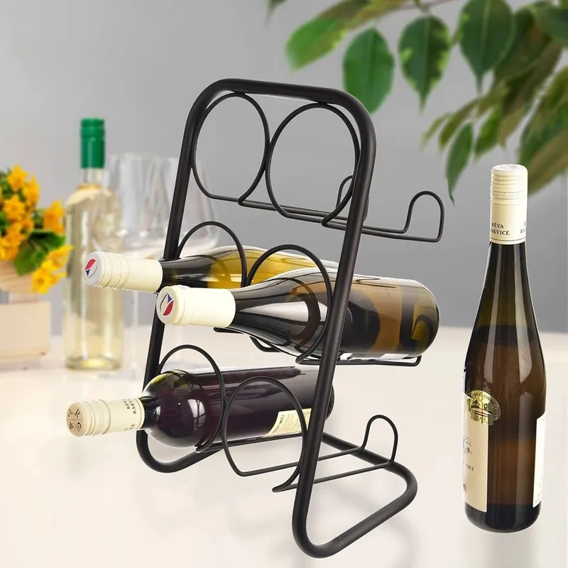 Stojak Regał Półka Na Wino 6 Butelek Metalowy 22,5 x 39 cm MEBLIVA - Czarny