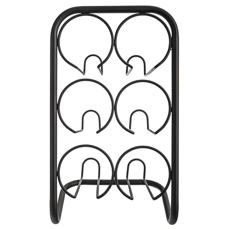Stojak Regał Półka Na Wino 6 Butelek Metalowy 22,5 x 39 cm MEBLIVA - Czarny