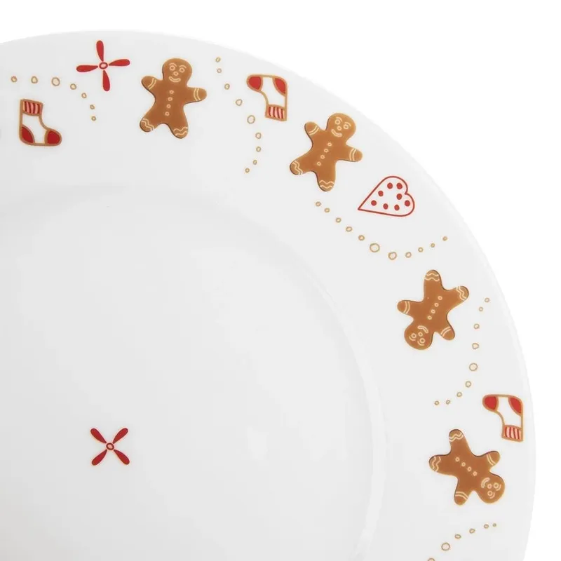 Talerz Deserowy Porcelanowy Świąteczny 20 cm Dekor Piernik MEBLIVA