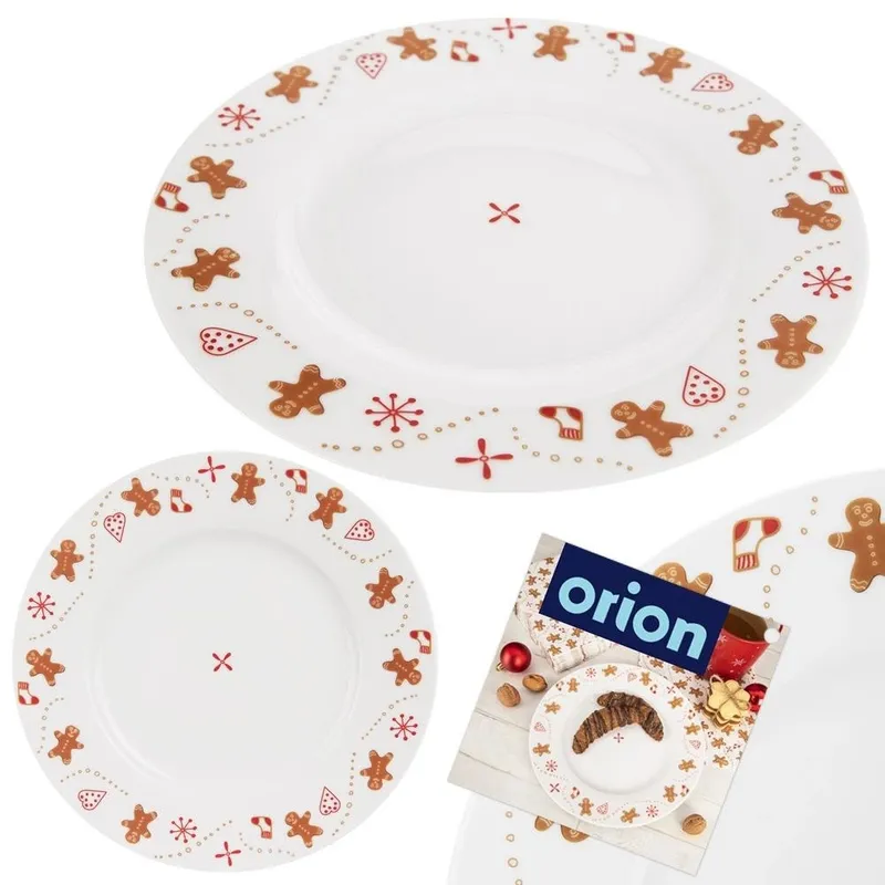 Talerz Deserowy Porcelanowy Świąteczny 20 cm Dekor Piernik MEBLIVA