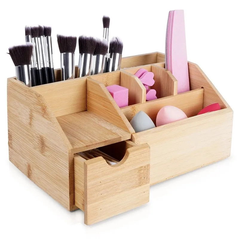 Organizer Na Kosmetyki Do Makijażu Bambusowy ELEGANZA 24 x 15 x 11 MEBLIVA
