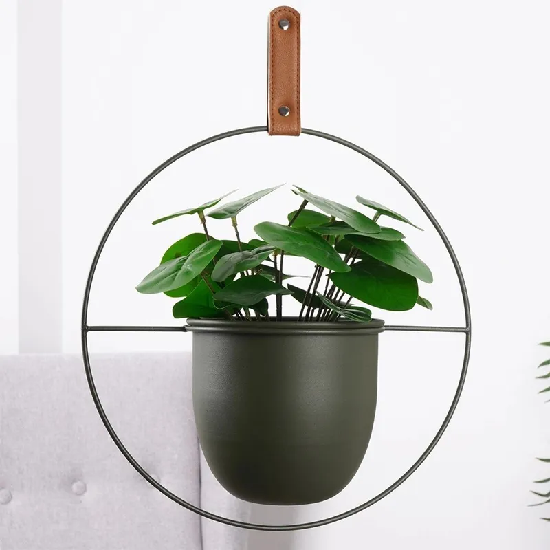 Osłonka Na Doniczkę Wisząca Metalowa 30 x 30 cm HSC Loft GARDIVA - Zielona