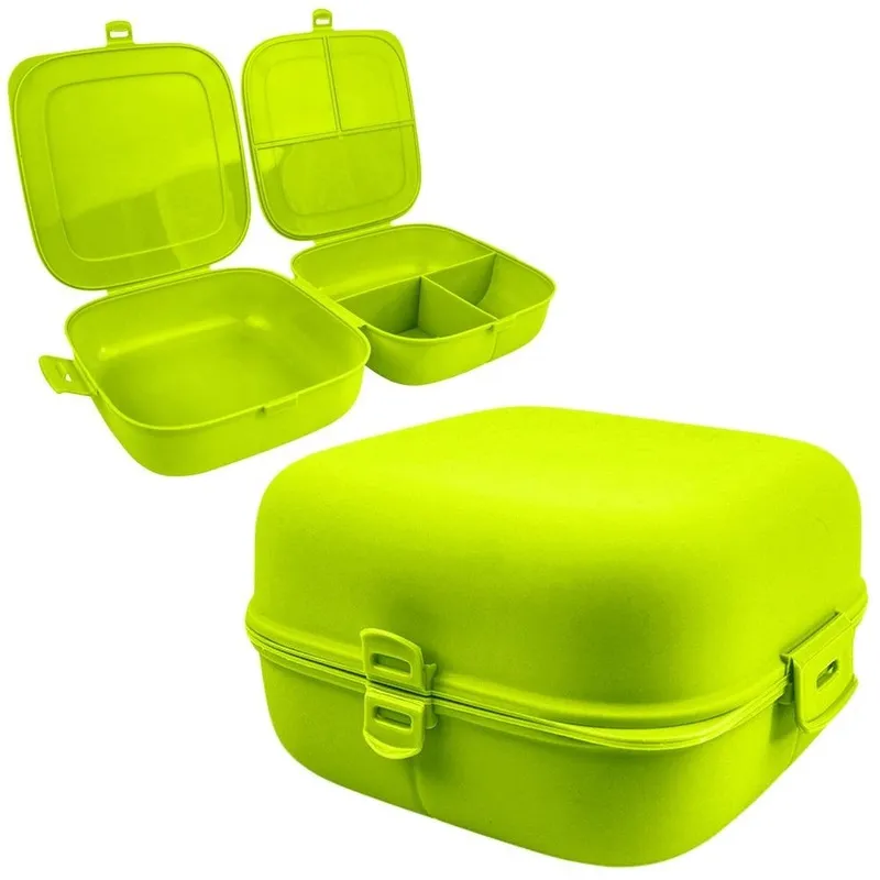 Pojemnik Lunchbox Dzielony 3 Komory 14 l Z Klipsami 16 x 16 cm MEBLIVA