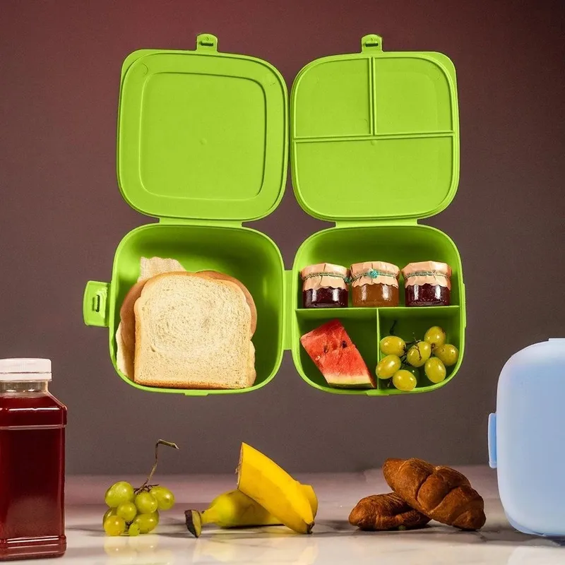 Pojemnik Lunchbox Dzielony 3 Komory 14 l Z Klipsami 16 x 16 cm MEBLIVA