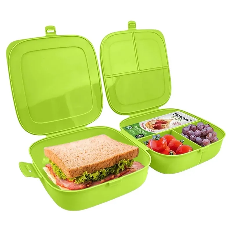 Pojemnik Lunchbox Dzielony 3 Komory 14 l Z Klipsami 16 x 16 cm MEBLIVA