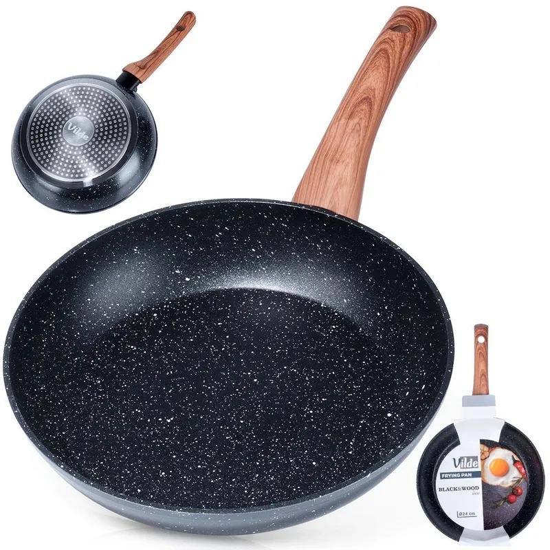 Patelnia Indukcja Granitowa Nieprzywierająca Solidna Trwała 24 cm MEBLIVA