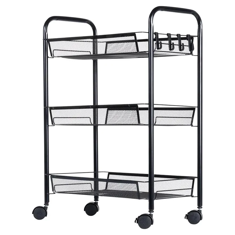 Półka Regał Na Kółkach 3 Poziomowy Metal 44 x 26 x 63 cm MEBLIVA - Czarny
