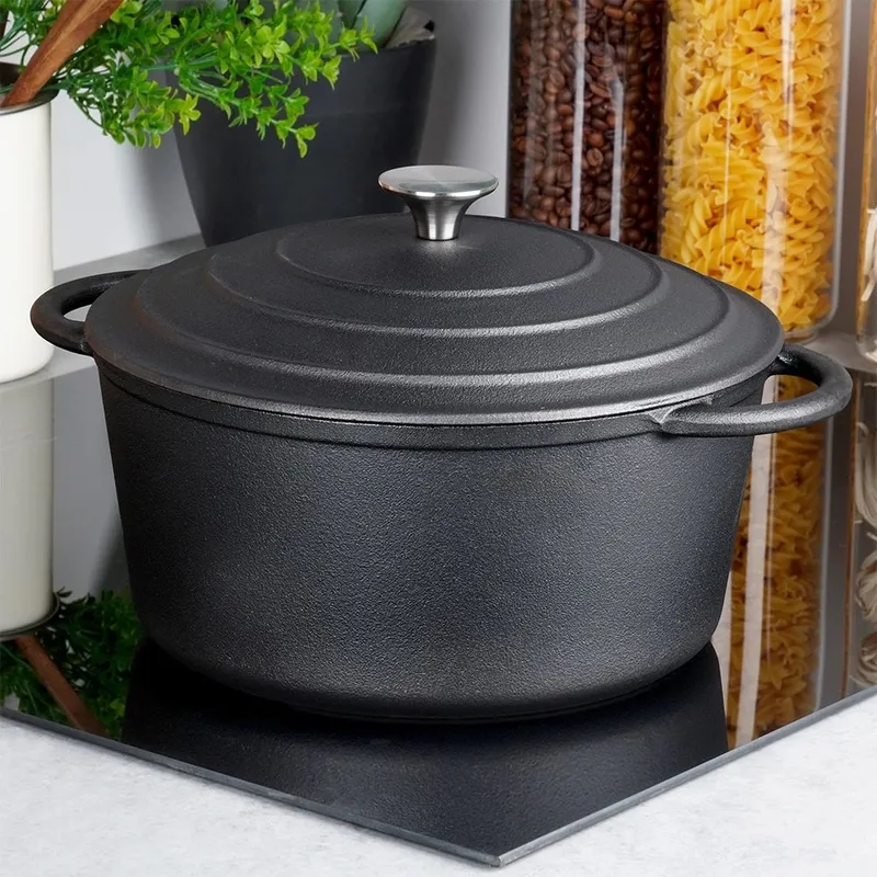 Garnek Żeliwny Solidny Gaz Indukcja Solidny Uniwersalny 33x26x12 cm MEBLIVA