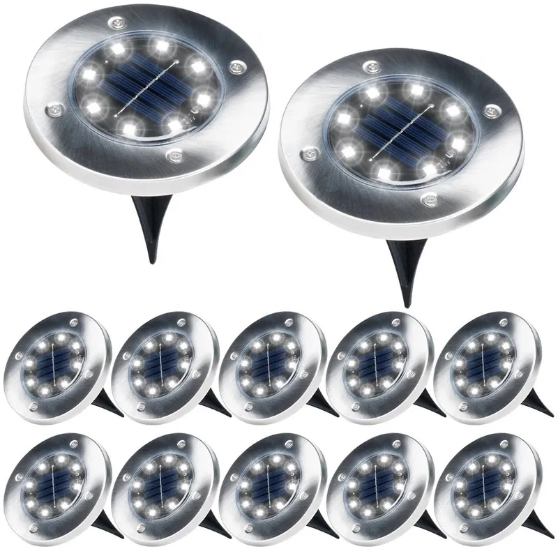 Lampki Ogrodowe Solarne LED Stalowe Wbijane 11,5 cm 12 szt. GARDIVA