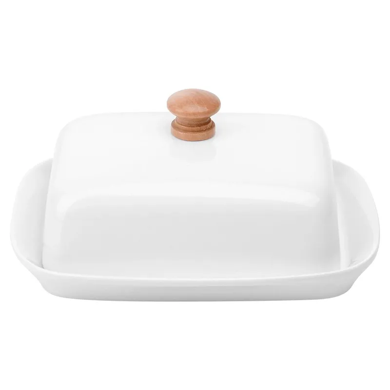 Maselniczka Z Pokrywką Pojemnik Na Masło Ceramiczny 16x12,5 MEBLIVA - Biały
