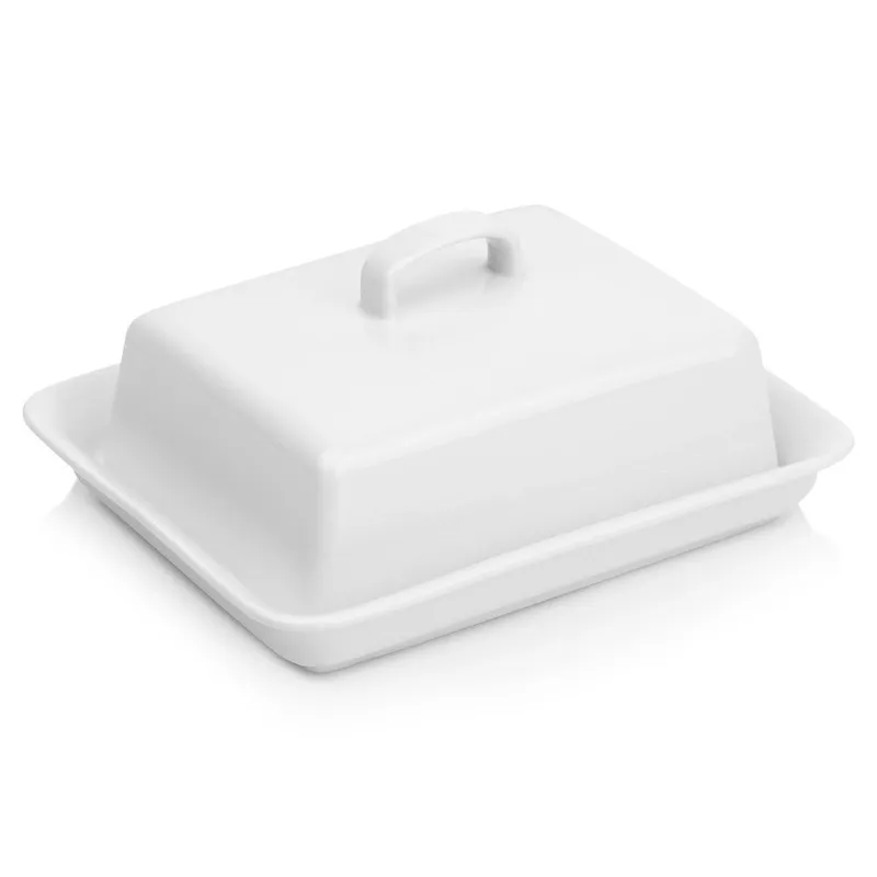 Maselniczka Z Pokrywką Pojemnik Na Masło Ceramiczny 16x13 MEBLIVA - Biały
