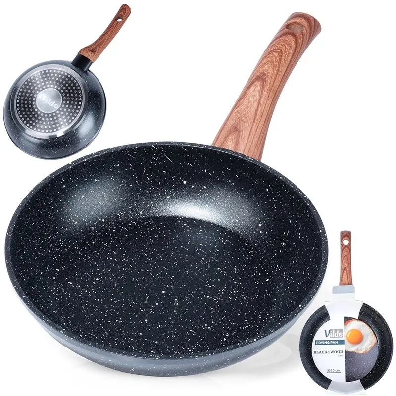 Patelnia Granitowa Nieprzywierająca 20 cm Black&Wood Indukcja MEBLIVA