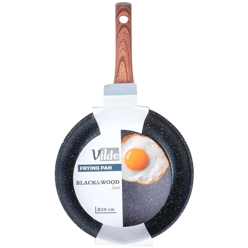 Patelnia Granitowa Nieprzywierająca 20 cm Black&Wood Indukcja MEBLIVA