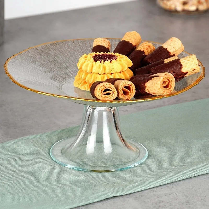 Patera Na Nóżce Szklana Dekoracyjna Na Tort Ciasta Ciasteczka 21 cm MEBLIVA