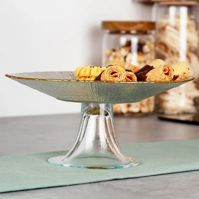Patera Na Nóżce Szklana Dekoracyjna Na Tort Ciasta Ciasteczka 21 cm MEBLIVA
