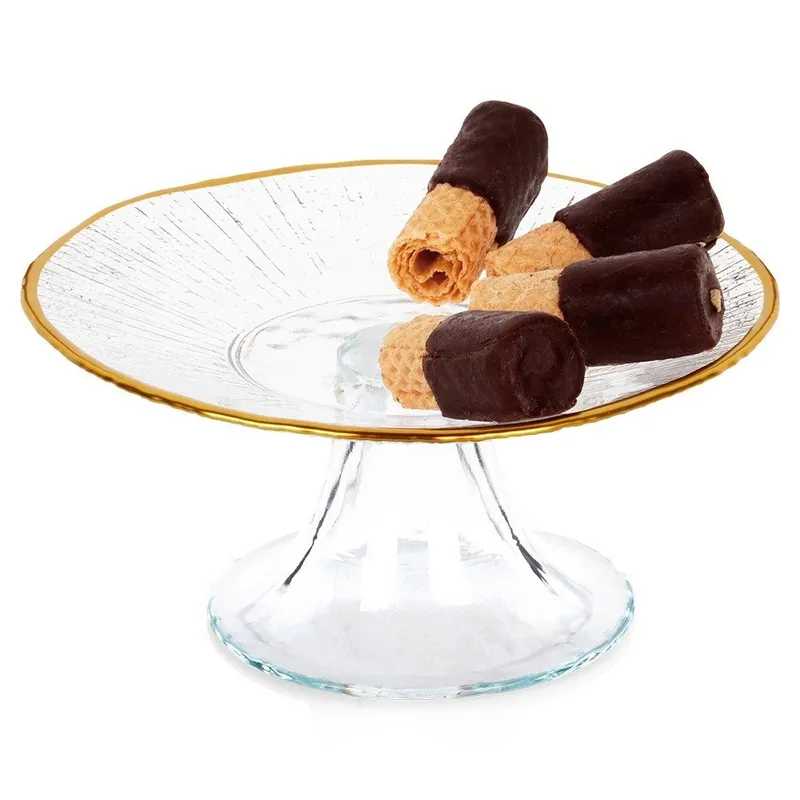 Patera Na Tort Ciasto Przekąski Szklana Na Nóżce Szklana 15,5 cm MEBLIVA