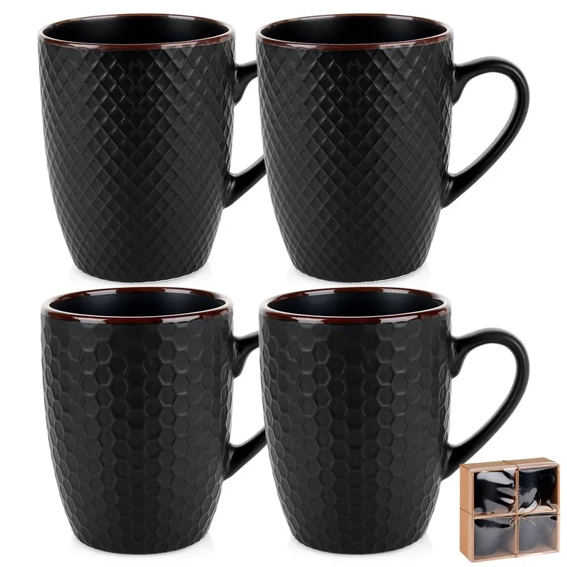 Ceramiczne Kubki Do Kawy Herbaty Ceramiczne Dekoracyjne 400 ml 4 MEBLIVA