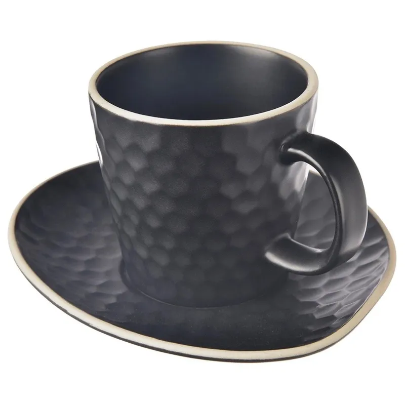 Filiżanka Ze Spodkiem Do Kawy Ceramiczna Dekoracyjna 235 MOVEMANIA - Czarna