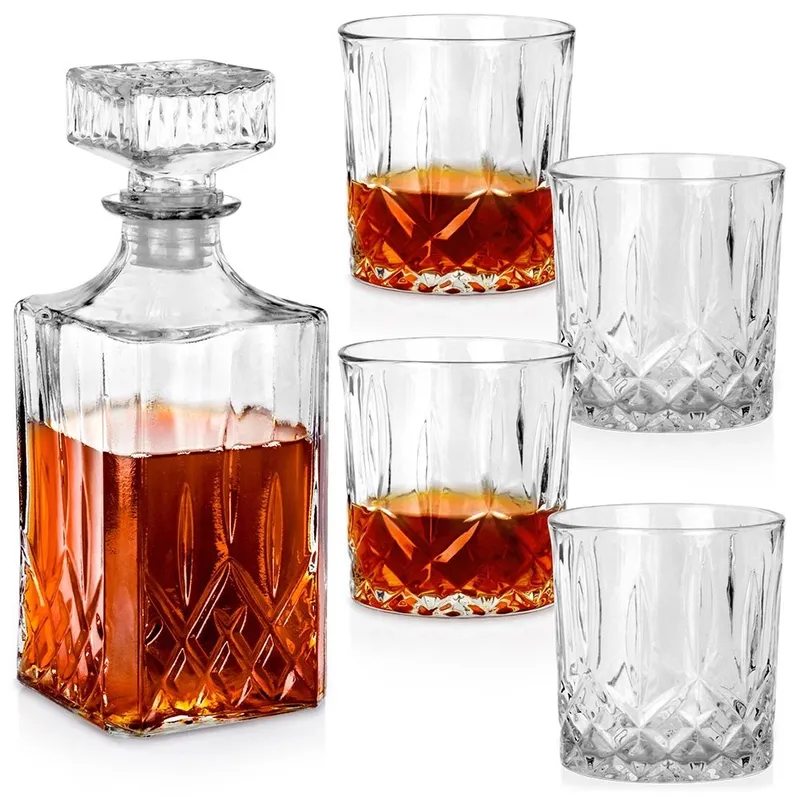 Karafka I Szklanki Do Whisky Szklane 900 ml + 4x300 ml 5 el. MEBLIVA