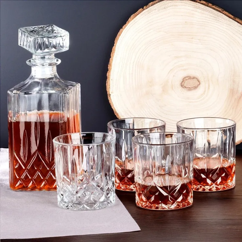 Karafka I Szklanki Do Whisky Szklane 900 ml + 4x300 ml 5 el. MEBLIVA