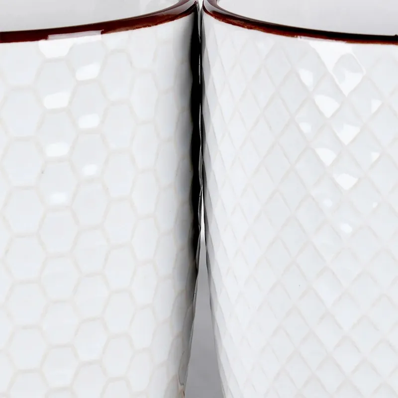 Kubki Ceramiczne Do Kawy Herbaty Zestaw Ozdobny 400 ml 4 MEBLIVA - Białe