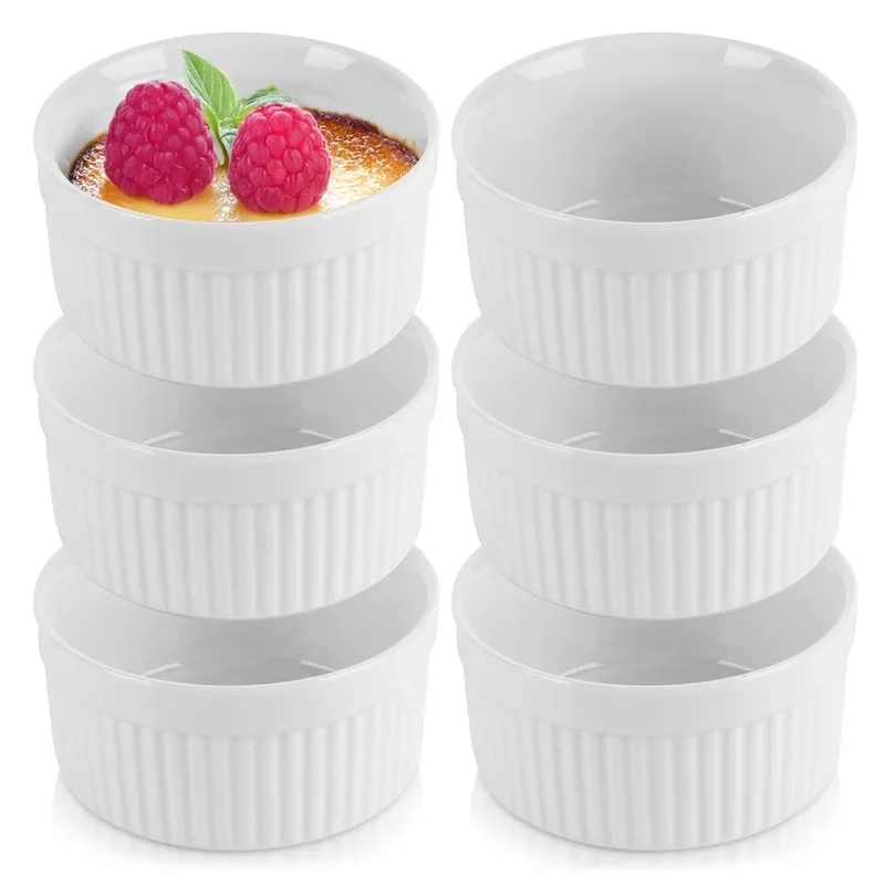 Miseczki Do Zapiekania Pieczenia Ceramiczne 260 ml 6 szt. MEBLIVA - Białe