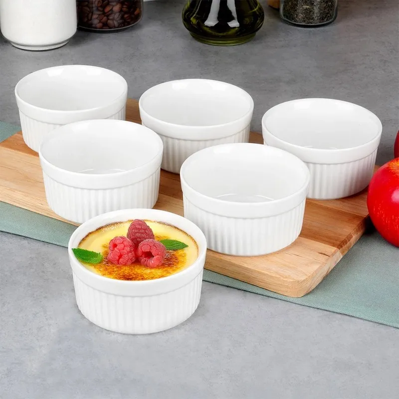 Miseczki Do Zapiekania Pieczenia Ceramiczne 260 ml 6 szt. MEBLIVA - Białe