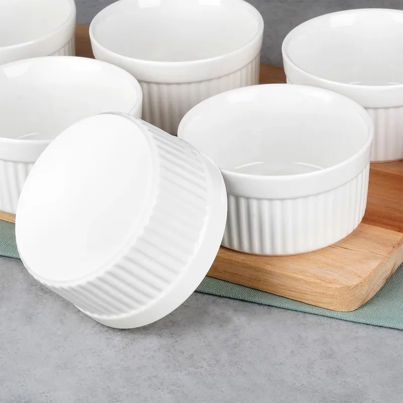 Miseczki Do Zapiekania Pieczenia Ceramiczne 260 ml 6 szt. MEBLIVA - Białe
