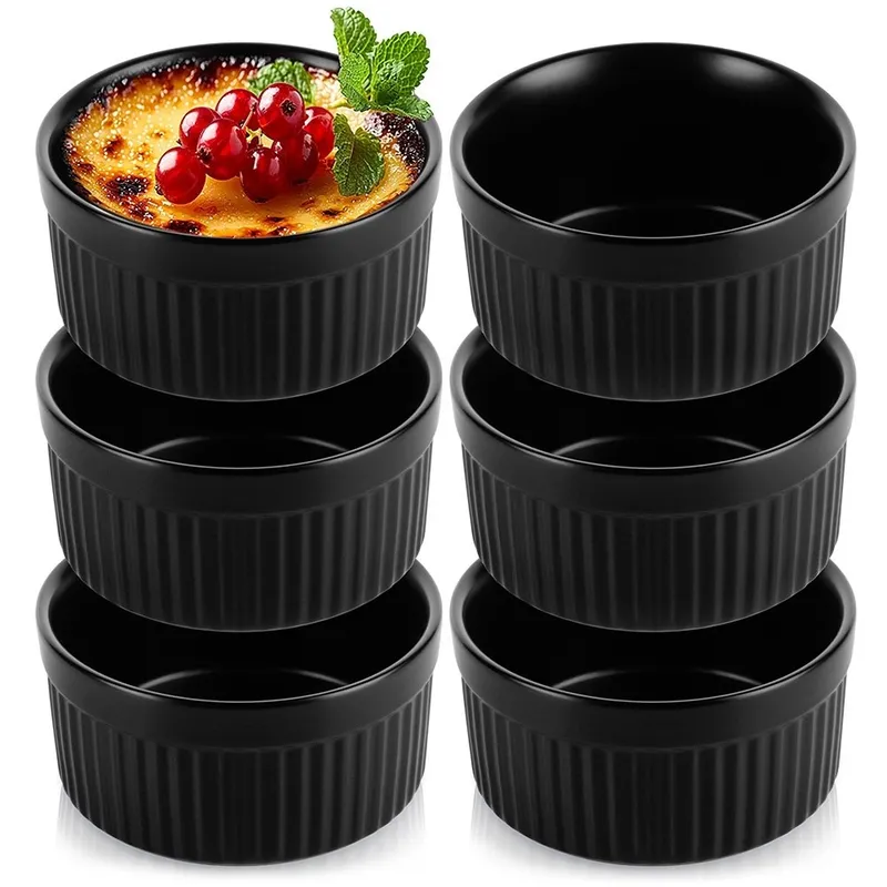 Miseczki Do Zapiekania Pieczenia Ceramiczne 260 ml 6 szt. MEBLIVA - Czarne