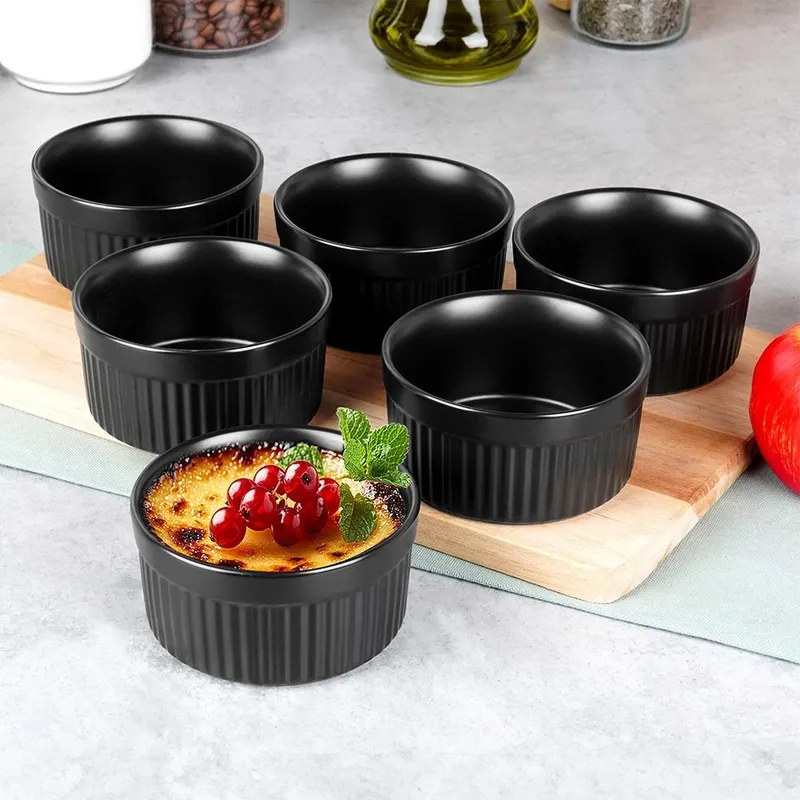 Miseczki Do Zapiekania Pieczenia Ceramiczne 260 ml 6 szt. MEBLIVA - Czarne