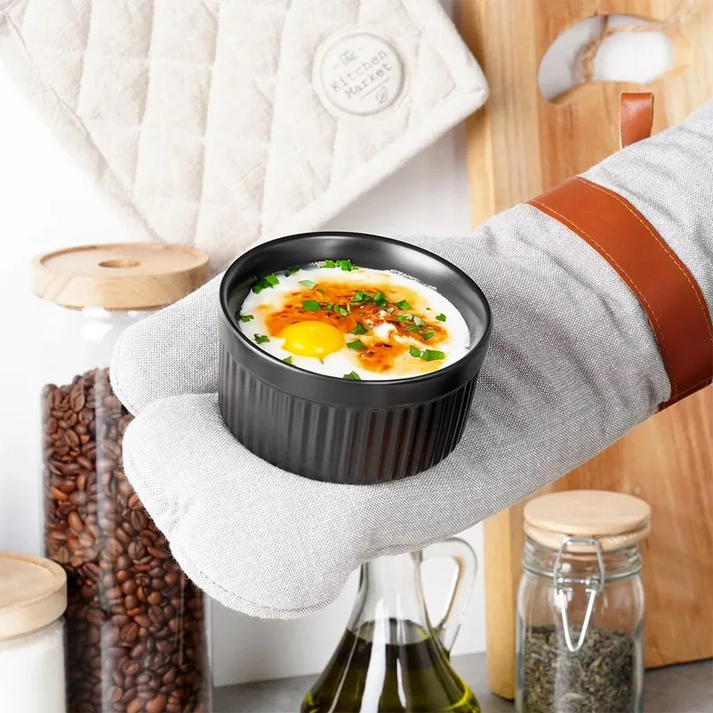 Miseczki Do Zapiekania Pieczenia Ceramiczne 260 ml 6 szt. MEBLIVA - Czarne