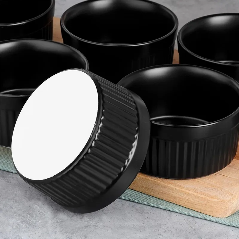Miseczki Do Zapiekania Pieczenia Ceramiczne 260 ml 6 szt. MEBLIVA - Czarne