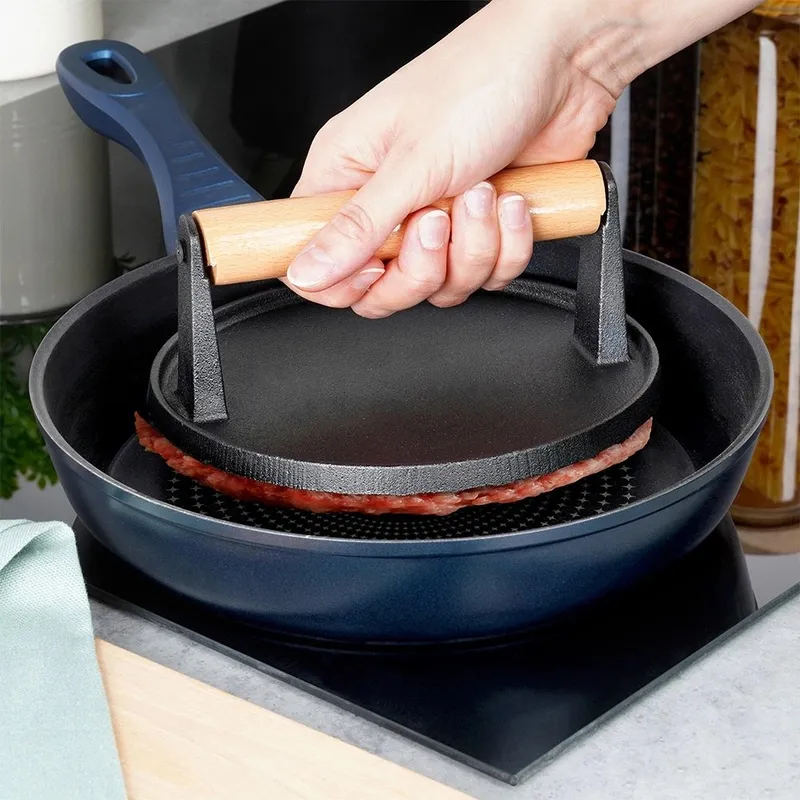 Prasa Forma Praska Do Mięsa Hamburgerów Kotletów Żeliwna 17,5 cm MEBLIVA