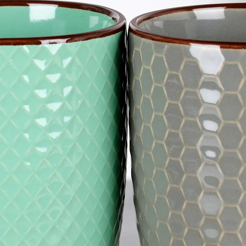 Zestaw Kubki Ceramiczne Do Kawy Herbaty Dekoracyjne 400 ml 4 szt. MEBLIVA