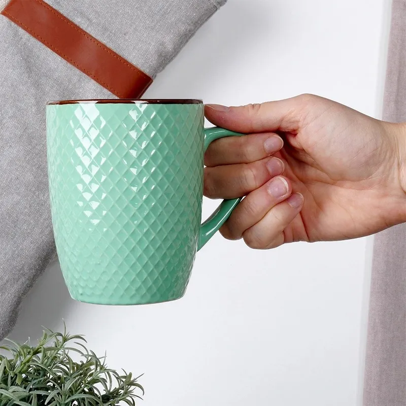 Zestaw Kubki Ceramiczne Do Kawy Herbaty Dekoracyjne 400 ml 4 szt. MEBLIVA