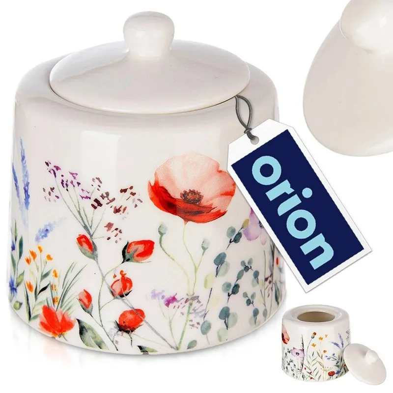 Cukierniczka Cukiernica Porcelanowa Ozdobna Dekor Maki 320 MEBLIVA - Biała