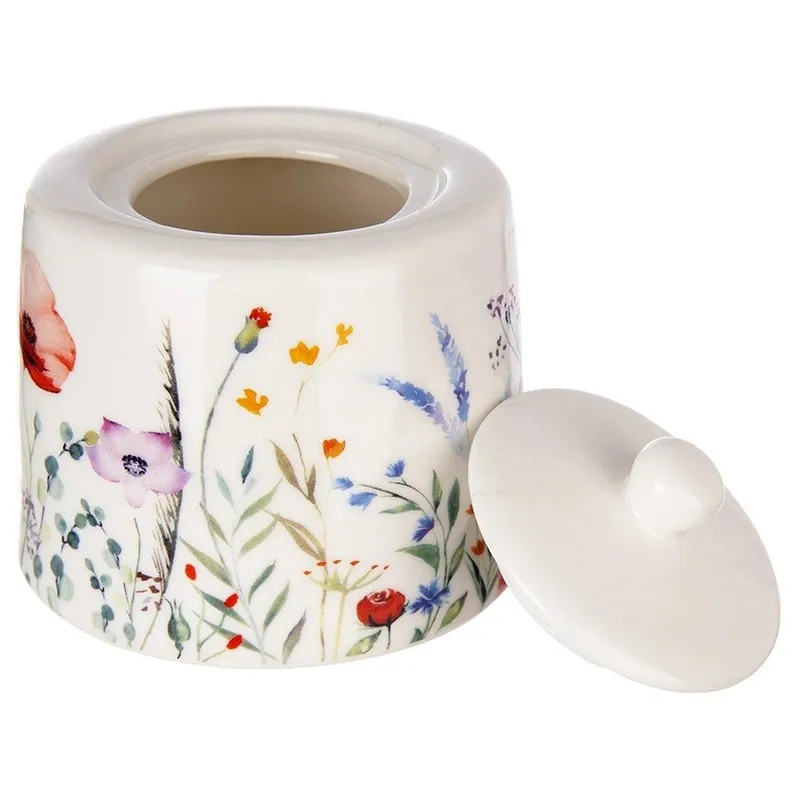Cukierniczka Cukiernica Porcelanowa Ozdobna Dekor Maki 320 MEBLIVA - Biała
