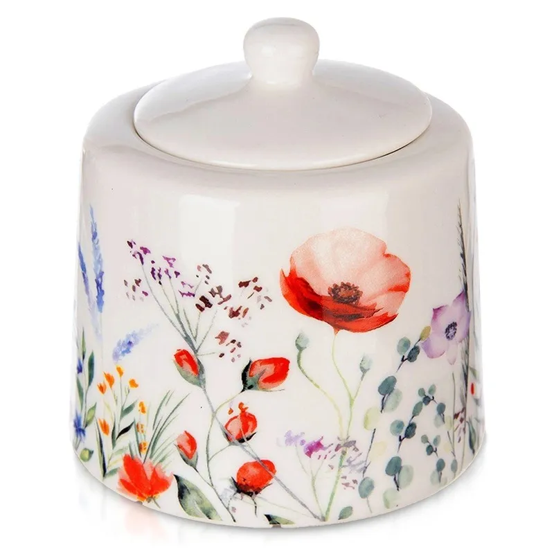 Cukierniczka Cukiernica Porcelanowa Ozdobna Dekor Maki 320 MEBLIVA - Biała
