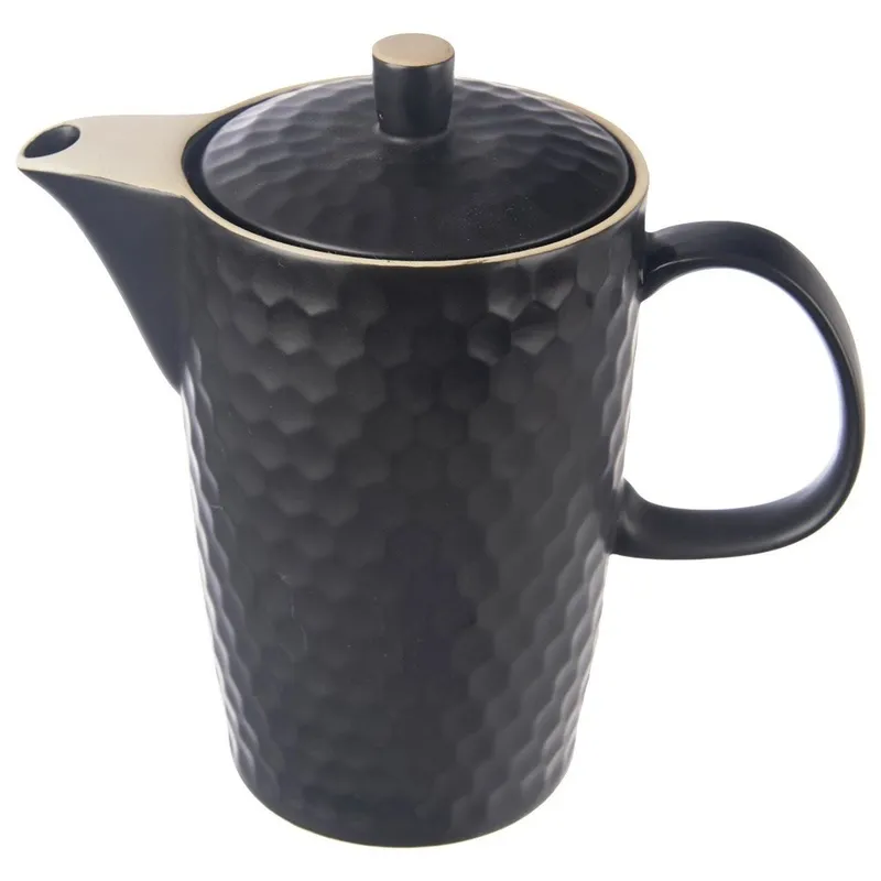 Dzbanek Do Kawy Herbaty Napojów Ceramiczny Ozdobny Solidny MEBLIVA - Czarny