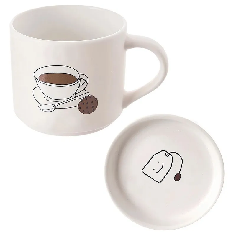 Kubek Do Parzenia Herbaty Ziół Naparów Z Pokrywką Porcelanowy 420 MEBLIVA