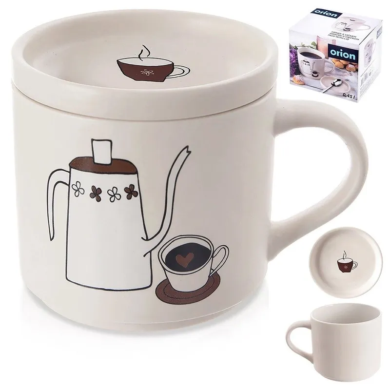 Kubek Z Pokrywką Porcelanowy 420 ml MEBLIVA
