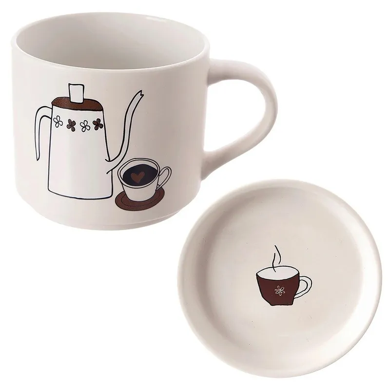 Kubek Z Pokrywką Porcelanowy 420 ml MEBLIVA
