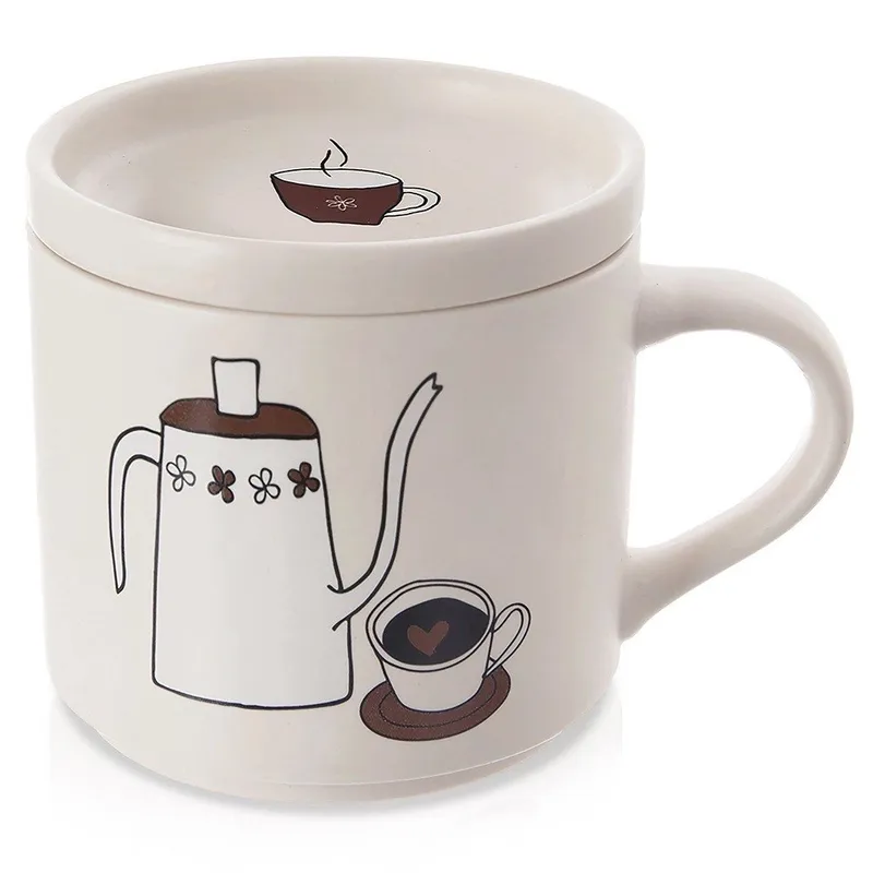 Kubek Z Pokrywką Porcelanowy 420 ml MEBLIVA